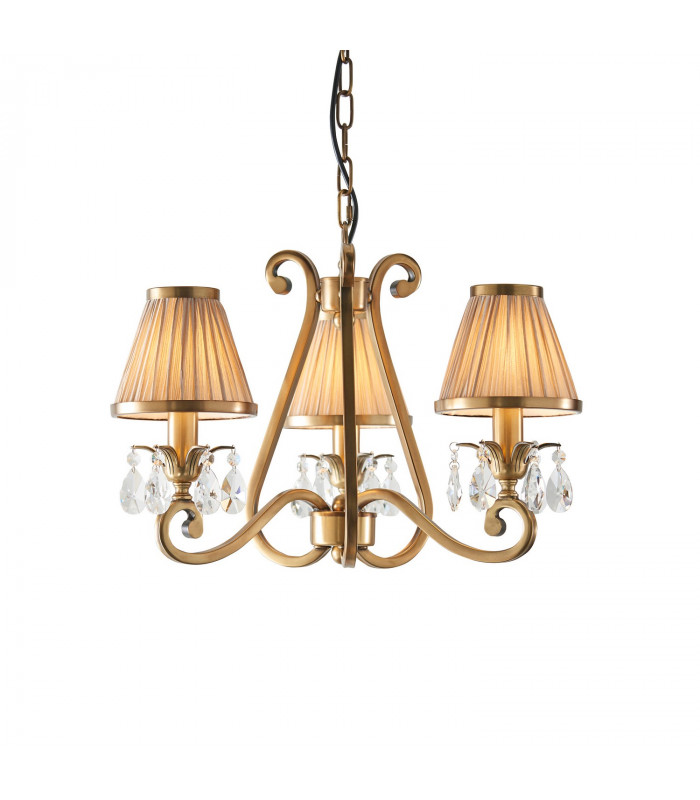 Oksana 3 Light Multi Arm Ceiling Pendant Chandelier Antique Brass E14-1