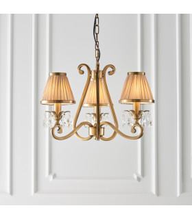 Oksana 3 Light Multi Arm Ceiling Pendant Chandelier Antique Brass E14-2