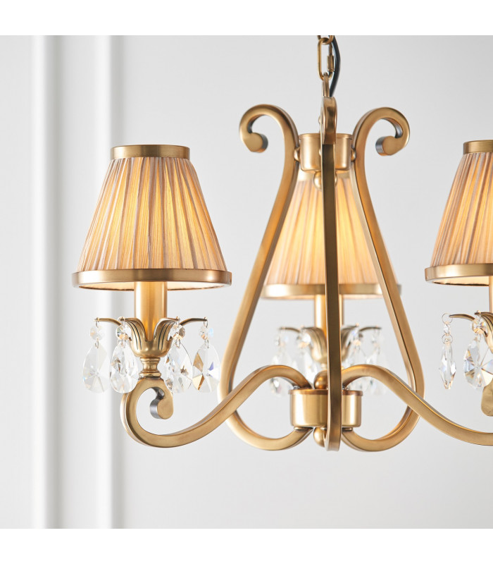 Oksana 3 Light Multi Arm Ceiling Pendant Chandelier Antique Brass E14-5