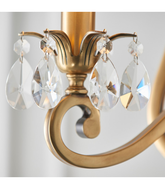 Oksana 3 Light Multi Arm Ceiling Pendant Chandelier Antique Brass E14-6