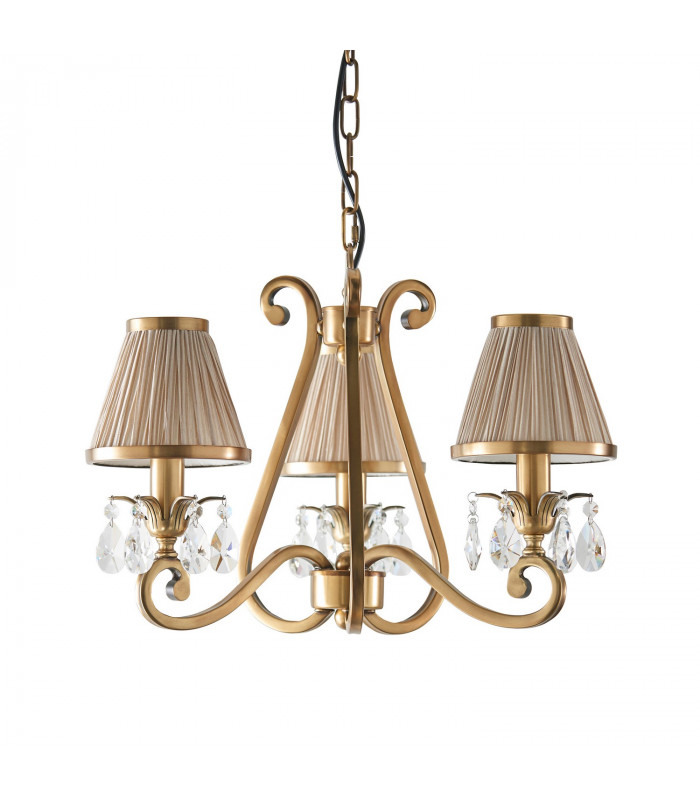 Oksana 3 Light Multi Arm Ceiling Pendant Chandelier Antique Brass E14-8