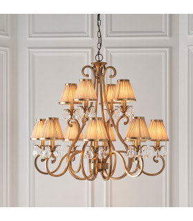 Oksana 12 Light Multi Arm Chandelier Antique Brass Finish E14-2