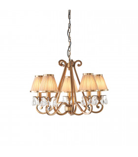 Oksana 5 Light Multi Arm Ceiling Pendant Chandelier Antique Brass E14-1