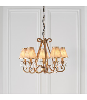 Oksana 5 Light Multi Arm Ceiling Pendant Chandelier Antique Brass E14-2