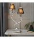 Oksana 2 Light Twin Table Lamp Polished Nickel Plate with Black Shades E14-2