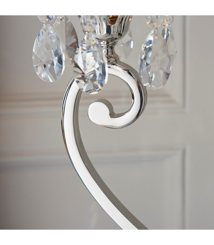 Oksana 2 Light Twin Table Lamp Polished Nickel Plate with Black Shades E14-3