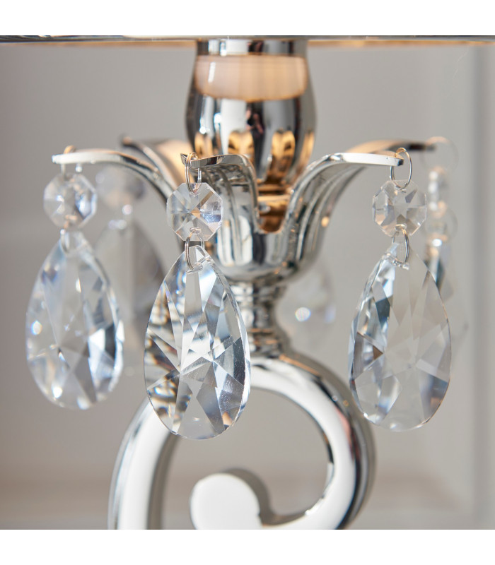 Oksana 2 Light Twin Table Lamp Polished Nickel Plate with Black Shades E14-4