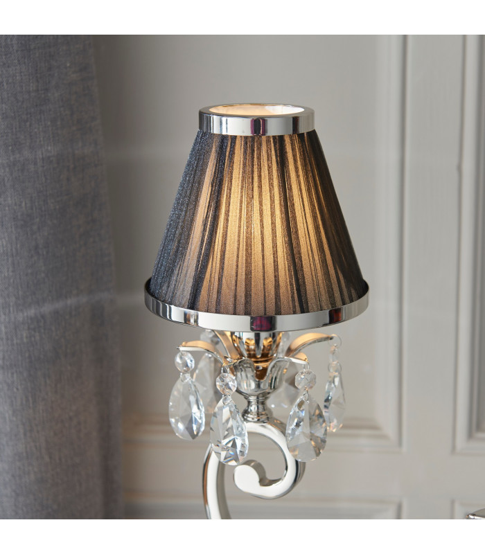 Oksana 2 Light Twin Table Lamp Polished Nickel Plate with Black Shades E14-5