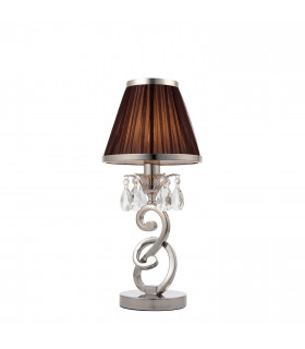 Oksana 1 Light Small Table Lamp Polished Nickel with Black Shade E14-1