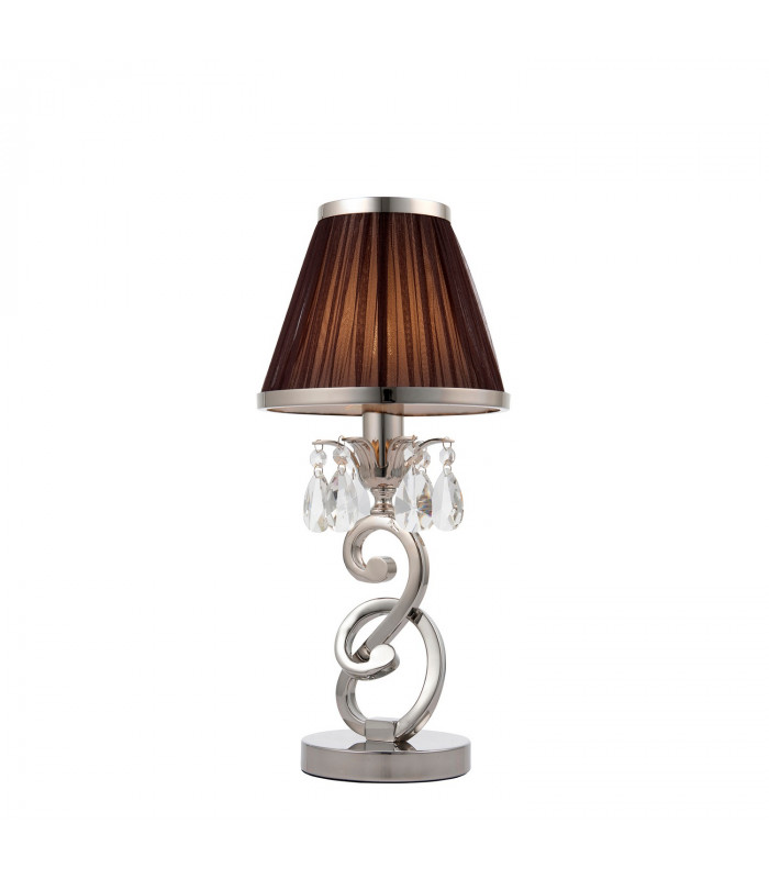 Oksana 1 Light Small Table Lamp Polished Nickel with Black Shade E14-1