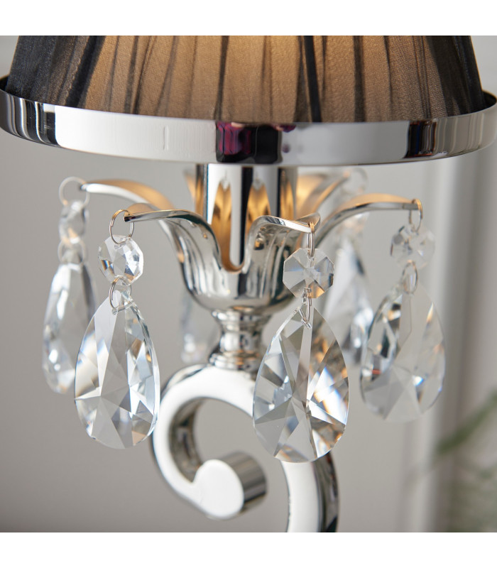 Oksana 1 Light Small Table Lamp Polished Nickel with Black Shade E14-5