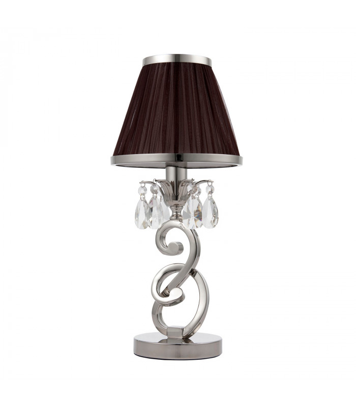 Oksana 1 Light Small Table Lamp Polished Nickel with Black Shade E14-7