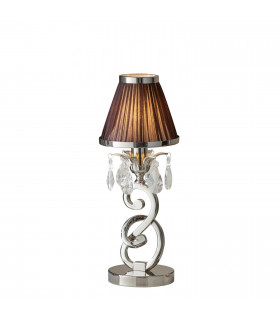 Oksana 1 Light Small Table Lamp Polished Nickel Plate with Chocolate Shade E14-1