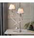 Oksana 2 Light Twin Table Lamp Polished Nickel Plate with White Shades E14-2