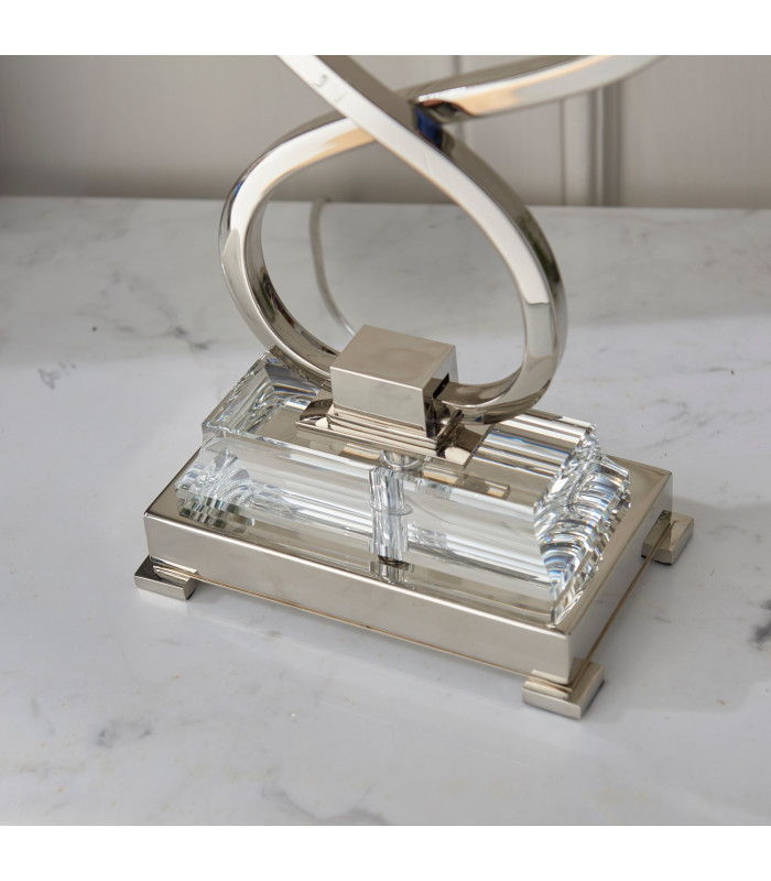 Oksana 2 Light Twin Table Lamp Polished Nickel Plate with White Shades E14-5