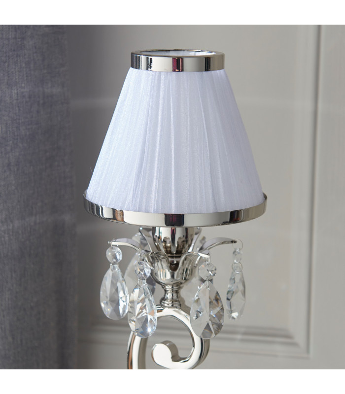 Oksana 2 Light Twin Table Lamp Polished Nickel Plate with White Shades E14-6