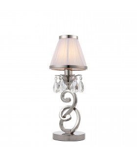 Oksana 1 Light Small Table Lamp Polished Nickel with White Shade E14-1