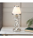 Oksana 1 Light Small Table Lamp Polished Nickel with White Shade E14-2