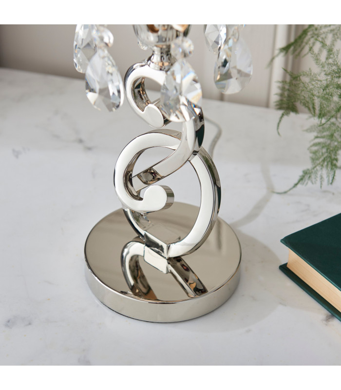 Oksana 1 Light Small Table Lamp Polished Nickel with White Shade E14-5