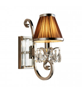 Oksana 1 Light Indoor Candle Wall Light Polished Nickel Plate with Chocolate Shade E14-1