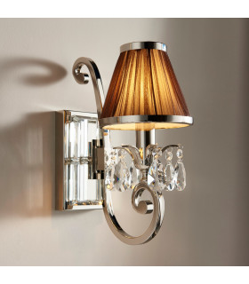 Oksana 1 Light Indoor Candle Wall Light Polished Nickel Plate with Chocolate Shade E14-2