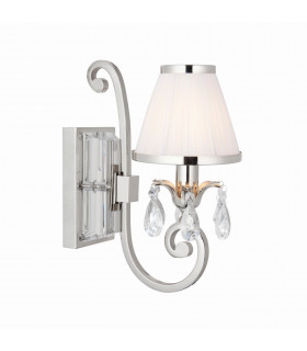 Oksana 1 Light Indoor Candle Wall Light Polished Nickel Plate with White Shade E14-1