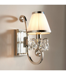 Oksana 1 Light Indoor Candle Wall Light Polished Nickel Plate with White Shade E14-2