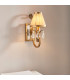 Oksana 1 Light Indoor Candle Wall Light Antique Brass with Beige Shade E14-3