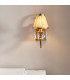 Oksana 1 Light Indoor Candle Wall Light Antique Brass with Beige Shade E14-4
