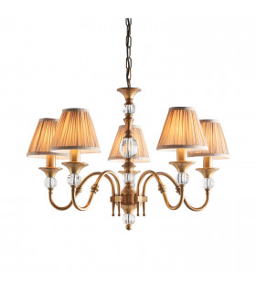 Polina 5 Light Multi Arm Ceiling Pendant Chandelier Antique Brass E14-1