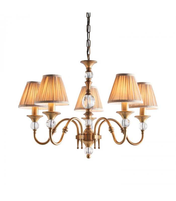 Polina 5 Light Multi Arm Ceiling Pendant Chandelier Antique Brass E14-1