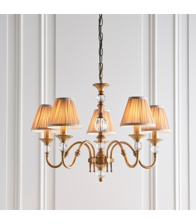 Polina 5 Light Multi Arm Ceiling Pendant Chandelier Antique Brass E14-2