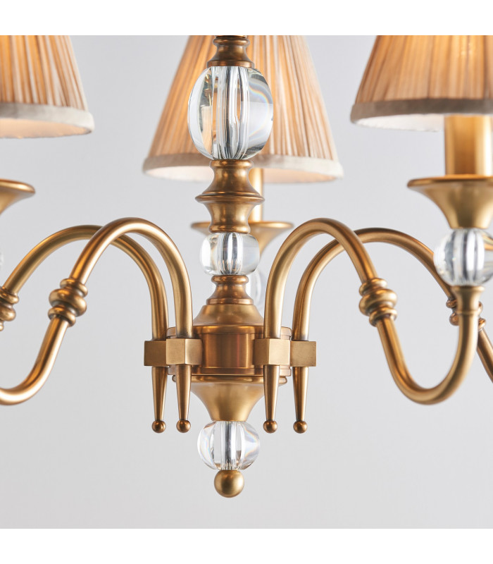 Polina 5 Light Multi Arm Ceiling Pendant Chandelier Antique Brass E14-6