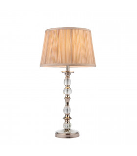 Polina 1 Light Medium Table Lamp Polished Nickel Plate with Beige Shade E14-1