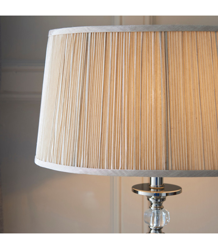 Polina 1 Light Medium Table Lamp Polished Nickel Plate with Beige Shade E14-5