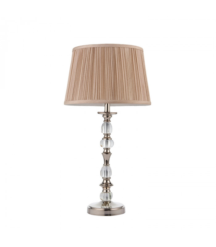Polina 1 Light Medium Table Lamp Polished Nickel Plate with Beige Shade E14-6