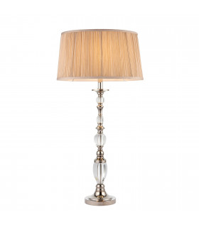 Polina 1 Light Large Table Lamp Polished Nickel Plate with Beige Shade E14-1