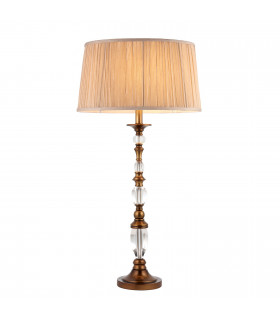 Polina 1 Light Large Table Lamp Antique Brass with Beige Shade E14-1