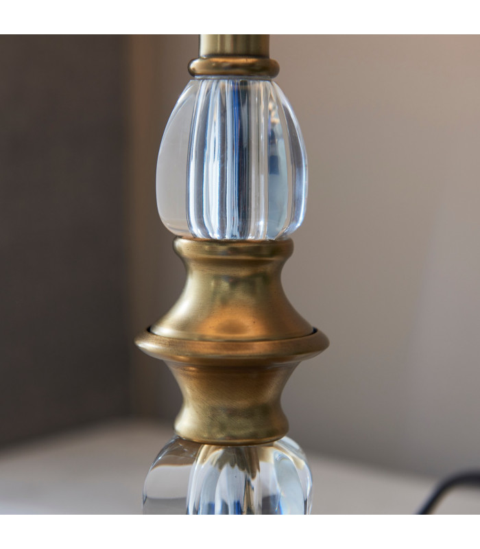 Polina 1 Light Medium Table Lamp Antique Brass with Beige Shade E14-3