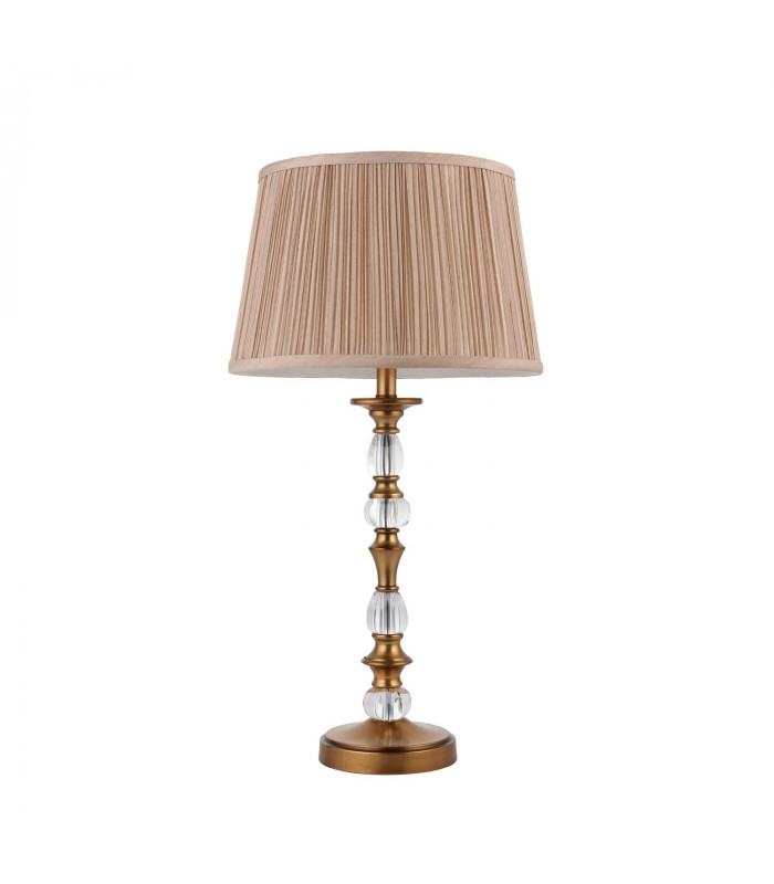 Polina 1 Light Medium Table Lamp Antique Brass with Beige Shade E14-6