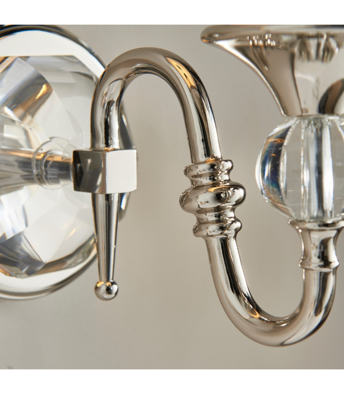 Polina 1 Light Indoor Candle Wall Light Polished Nickel Plate with Black Shade E14-5