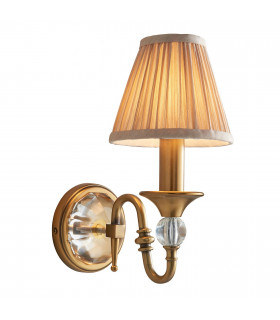 Polina 1 Light Indoor Candle Wall Light Antique Brass with Beige Shade E14-1