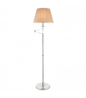 Stanford 1 Light Swing Arm Floor Lamp Polished Nickel Plate with Beige Shade E27-1