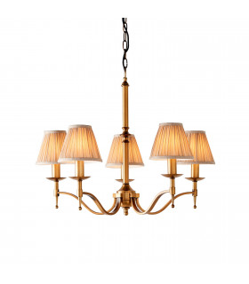 Stanford 5 Light Multi Arm Ceiling Pendant Chandelier Antique Brass E14-1