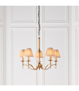 Stanford 5 Light Multi Arm Ceiling Pendant Chandelier Antique Brass E14-2