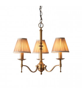Stanford 3 Light Multi Arm Ceiling Pendant Chandelier Antique Brass E14-1