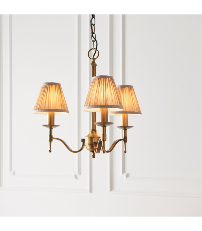 Stanford 3 Light Multi Arm Ceiling Pendant Chandelier Antique Brass E14-3