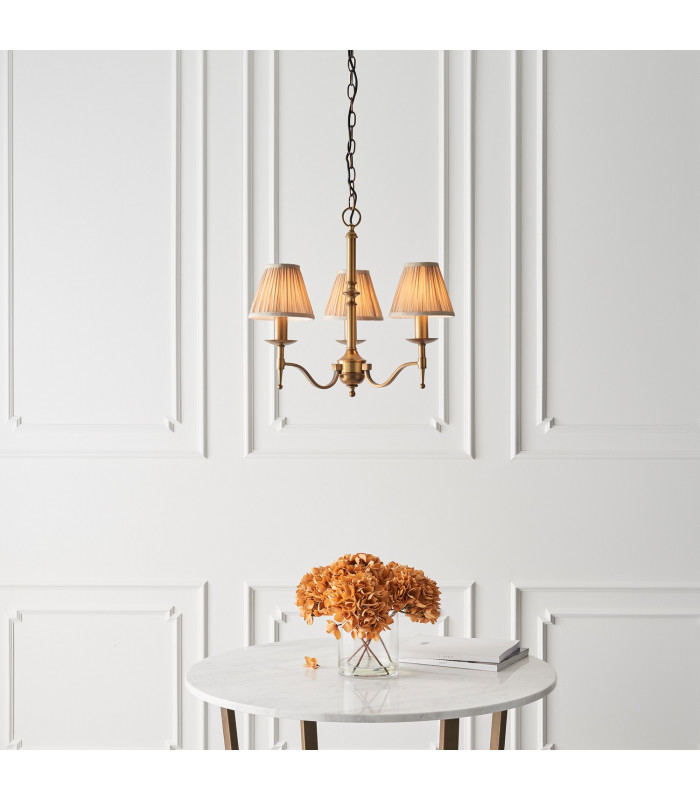 Stanford 3 Light Multi Arm Ceiling Pendant Chandelier Antique Brass E14-4