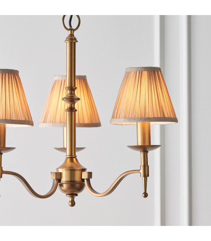Stanford 3 Light Multi Arm Ceiling Pendant Chandelier Antique Brass E14-5