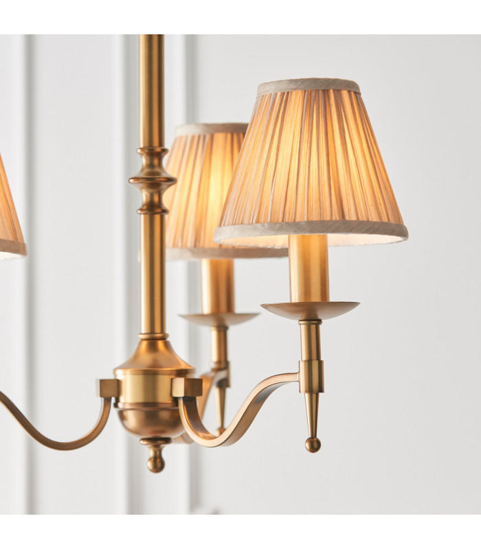 Stanford 3 Light Multi Arm Ceiling Pendant Chandelier Antique Brass E14-6